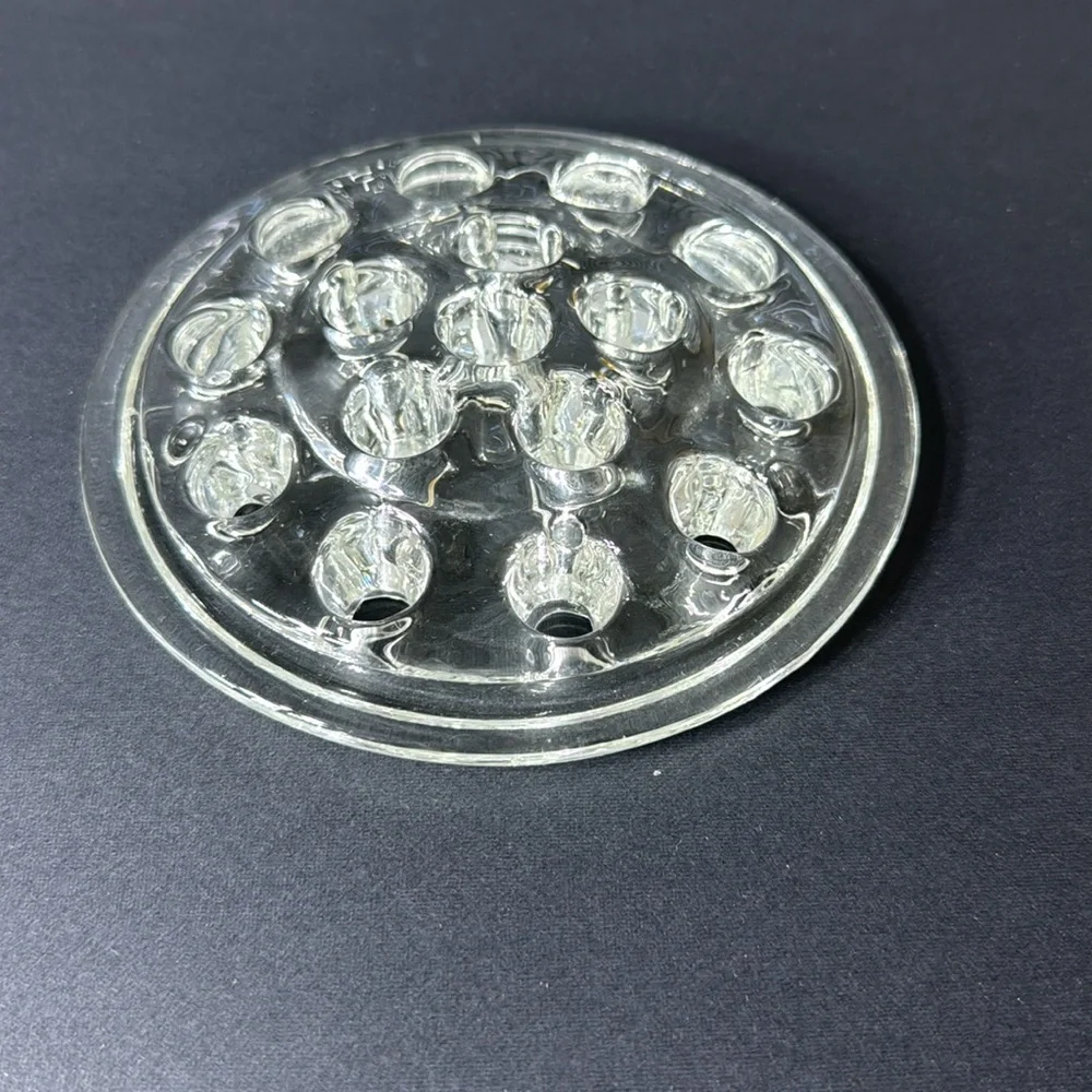 Vintage Clear Glass 16 Hole Flower Frog 5